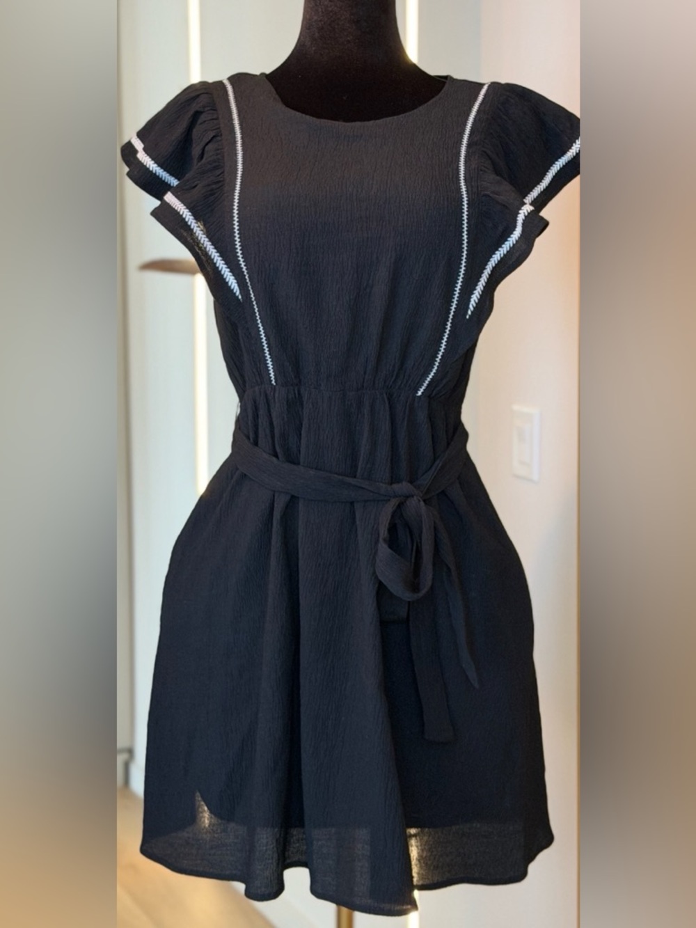 Banana Republic Black Ruffle Sleeve Mini Dress | City Muse - Picture 3 of 5